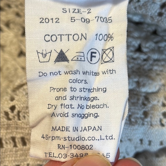 45 RPM Women's 100% Cotton Neutral Cream Front Knit V-Neck‎ Popover Sweater SZ L - Picture 4 of 10